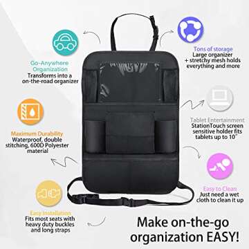 OYRGCIK Backseat Car Organizer, Kick Mats Car Back Seat Protector with Touch Screen Tablet Holder Ti...