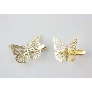 Yueton Pack of 2 Golden Butterfly Hair Clip Hair Accessories, Bride Headwear Hair Clips