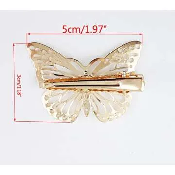 Yueton Pack of 2 Golden Butterfly Hair Clip Hair Accessories, Bride Headwear Hair Clips