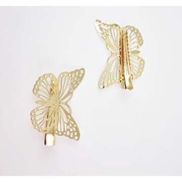 Yueton Pack of 2 Golden Butterfly Hair Clip Hair Accessories, Bride Headwear Hair Clips