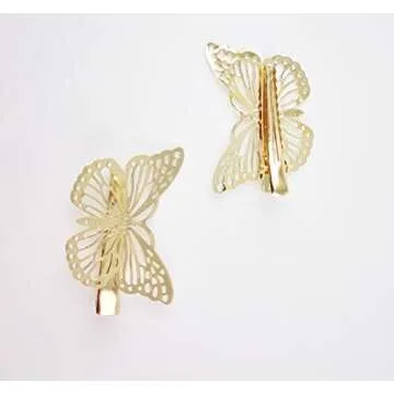 Yueton Pack of 2 Golden Butterfly Hair Clip Hair Accessories, Bride Headwear Hair Clips