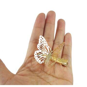 Yueton Pack of 2 Golden Butterfly Hair Clip Hair Accessories, Bride Headwear Hair Clips