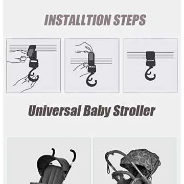 Baby Stroller Hooks, 4 Pack of Multi Purpose Hooks Adjustable Hanger Mommy Bag Hooks for Hanging Diaper Bags,Purse,Stroller Organizer