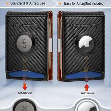 KS Mens Wallet Gift Airtag or Standard Use,Slim Front Pocket Leather Wallet Money Clip 11 cards RFID...