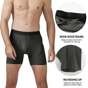 BAMBOO COOL Mens Underwear Comfy Boxer Briefs Breathable Anti-Chafing Underwear with Fly 7 Pack