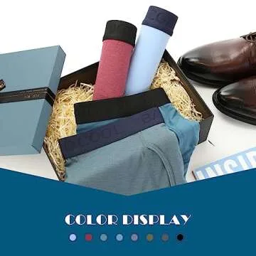 BAMBOO COOL Mens Underwear Comfy Boxer Briefs Breathable Anti-Chafing Underwear with Fly 7 Pack