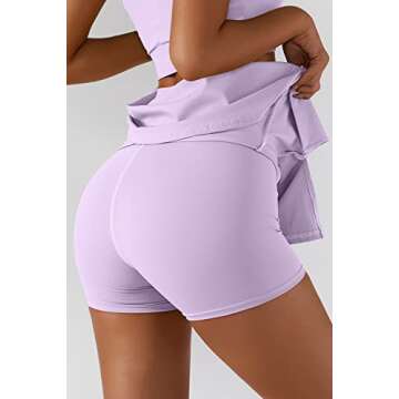 QINSEN Womens Tennis Skirt Lightweigt Athletic Skorts Sports Golf Mini Skirt with Shorts Purple S