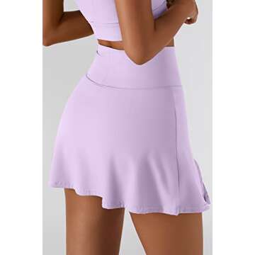 QINSEN Womens Tennis Skirt Lightweigt Athletic Skorts Sports Golf Mini Skirt with Shorts Purple S