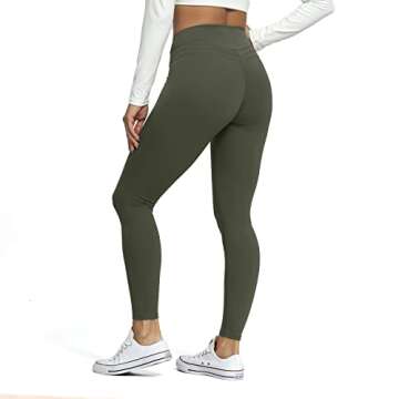Aoxjox High Waisted Luna Leggings for Women - Olive Green