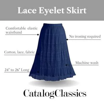CATALOG CLASSICS Long Skirts for Women Midi Length Cotton Skirt Boho Lace Skirt - White, 3X