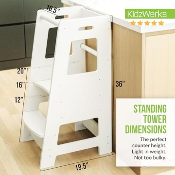 KidzWerks Adjustable Kids Kitchen Step Stool for Toddlers