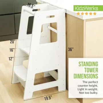 KidzWerks Adjustable Kids Kitchen Step Stool for Toddlers