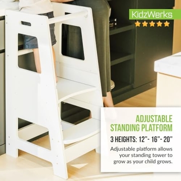KidzWerks Adjustable Kids Kitchen Step Stool for Toddlers