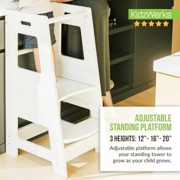 KidzWerks Adjustable Kids Kitchen Step Stool for Toddlers