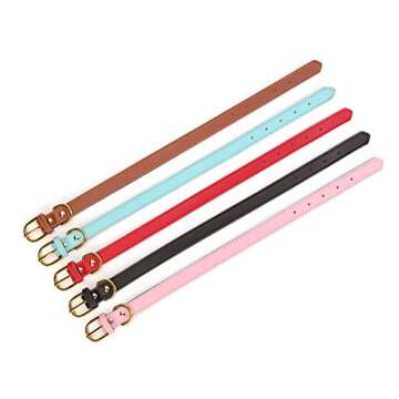 Aolove Padded Leather Pet Collars in Pink for Pets