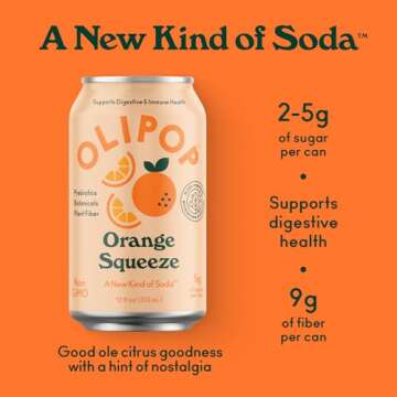 OLIPOP - Orange Squeeze Sparkling Tonic, Healthy Soda, Prebiotic Soft Drink, Aids Digestive Health &...