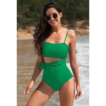 Elegant One Piece Swimsuit with 3D Floral Design and Tummy Control