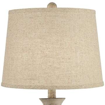 Regency Hill Serena Traditional Country Cottage Table Lamps 27.5" Tall Set of 2 Beige Gray Faux Wood...