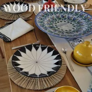 The Upper Kitchen Chargers for Dinner Plates – 14 inch Wicker Charger Plates, Best Wicker Placemats, Seagrass placemats, Woven placemats Set of 6, Rattan Chargers, Plate Chargers