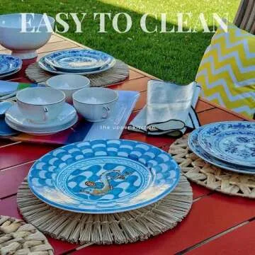 The Upper Kitchen Chargers for Dinner Plates – 14 inch Wicker Charger Plates, Best Wicker Placemats, Seagrass placemats, Woven placemats Set of 6, Rattan Chargers, Plate Chargers