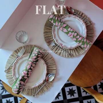 The Upper Kitchen Chargers for Dinner Plates – 14 inch Wicker Charger Plates, Best Wicker Placemats, Seagrass placemats, Woven placemats Set of 6, Rattan Chargers, Plate Chargers