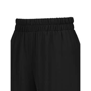 J. LOVNY Women's Soft Casual Loose Wide Leg Elastic Comfy Chiffon Pants (Plus Size 1X-3X)