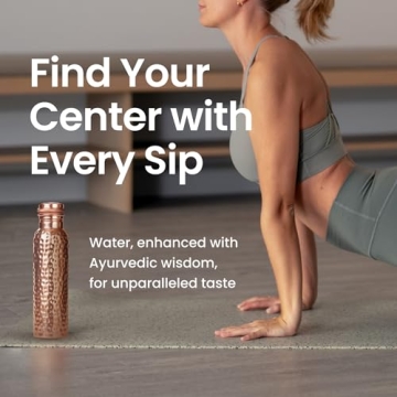 Otiem 34oz Pure Copper Water Bottle for Drinking – Ayurvedic Hammered Copper Water Bottle, Leak Proof Lid – Large Handcrafted Copper Bottle Water Vessel – 100 Copper Drinking Water Bottle 34 Oz