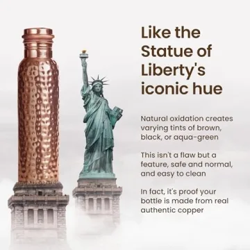 Otiem 34oz Pure Copper Water Bottle for Drinking – Ayurvedic Hammered Copper Water Bottle, Leak Proof Lid – Large Handcrafted Copper Bottle Water Vessel – 100 Copper Drinking Water Bottle 34 Oz