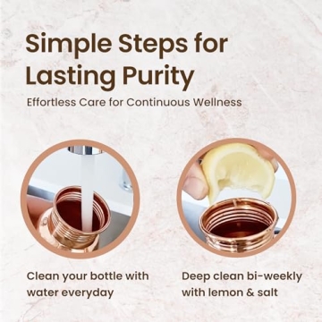 Otiem 34oz Pure Copper Water Bottle for Drinking – Ayurvedic Hammered Copper Water Bottle, Leak Proof Lid – Large Handcrafted Copper Bottle Water Vessel – 100 Copper Drinking Water Bottle 34 Oz