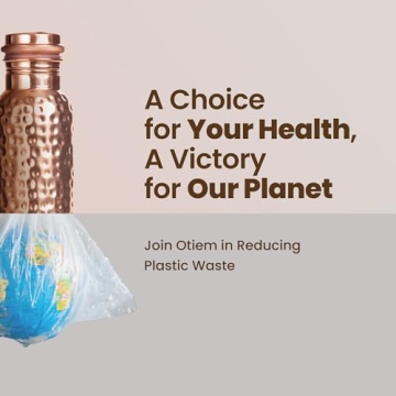 Otiem 34oz Pure Copper Water Bottle for Drinking – Ayurvedic Hammered Copper Water Bottle, Leak Proof Lid – Large Handcrafted Copper Bottle Water Vessel – 100 Copper Drinking Water Bottle 34 Oz