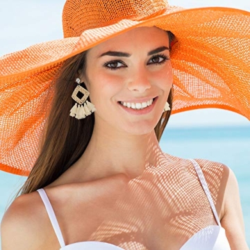 meekoo 4 Pairs Rattan Earrings for Women Beach Essentials Tassel Dangle Boho Straw Earrings (Stylish)