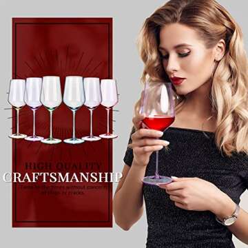 Set of 12 Colored Wine Glasses 12 oz Italian Style Tall Stemmed Colored Glassware Colorful Glass Goblet Classic Durable Stemware for Red or White Wine Water Margarita Home Dinging Bar Party, 6 Colors