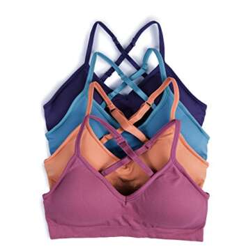 Caramel Cantina 4 Pack V Neck Padded Bralette Adjustable Straps (S/M, Festival)