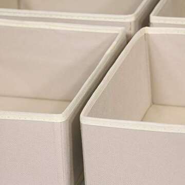 DIOMMELL 4 Pack Foldable Cloth Storage Box Closet Dresser Drawer Organizer Fabric Baskets Bins Containers Divider for Clothes Underwear Bras Socks Clothing,Beige 400