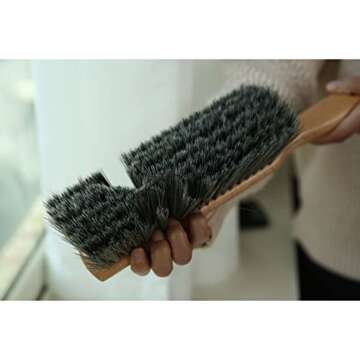 OAKART Hand Brush Soft Bristle with Oiled Beech Wood Handle 14 Inch Long (Brown)