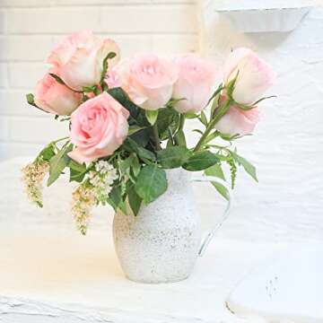 BIG FORTUNE Decorative Pitcher Vase Large Rustic Farmhouse Vase for Flowers Vintage Metal Milk Jug Vintage Decorative Pitcher Kitchen Decorations White