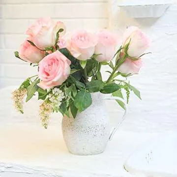 BIG FORTUNE Decorative Pitcher Vase Large Rustic Farmhouse Vase for Flowers Vintage Metal Milk Jug Vintage Decorative Pitcher Kitchen Decorations White