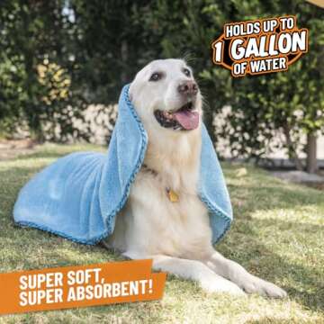 Furrocious Super Absorbent, Ultra Soft Microfiber Pet Towel for Drying & Grooming Dogs, Cats & More by Chemical Guys, Blue (25 inches x 36 inches) PCS1996 - Pet Blanket, Pet Bed Topper