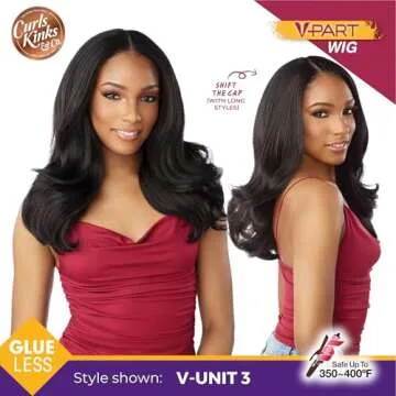 Sensationnel Curls kinksandco vpart wig - unit 3 narrow part glueless natural kinkytexture edged hairline for natural 3c to 4c hair textures (2 DARKBROWN)