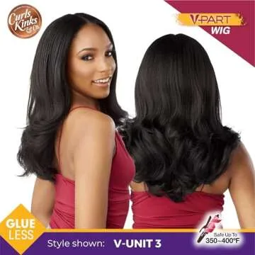 Sensationnel Curls kinksandco vpart wig - unit 3 narrow part glueless natural kinkytexture edged hairline for natural 3c to 4c hair textures (2 DARKBROWN)