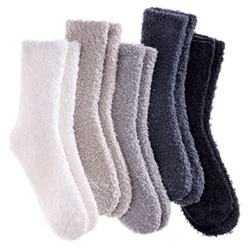 LANLEO 5 Pairs Women's Soft Plush Warm Winter Socks