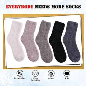 LANLEO 5 Pairs Women's Soft Plush Warm Winter Socks