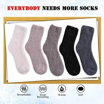 LANLEO 5 Pairs Women's Soft Plush Warm Winter Socks