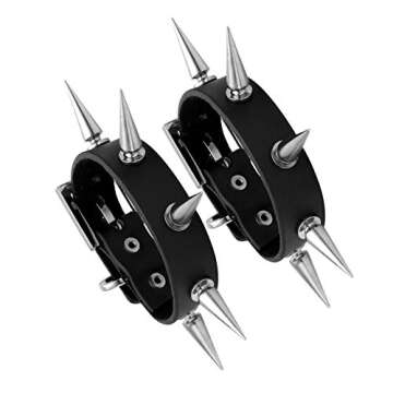 MILAKOO 2 Pcs Punk Style PU Leather Bracelet Bangle with Rivets Spiked Accent