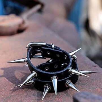 MILAKOO 2 Pcs Punk Style PU Leather Bracelet Bangle with Rivets Spiked Accent