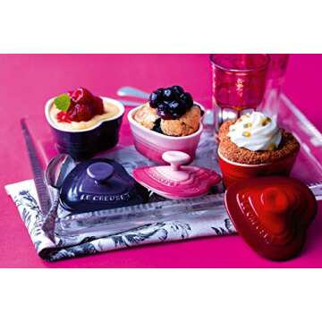 Le Creuset Stoneware Heart Ramekin with Cover, Red