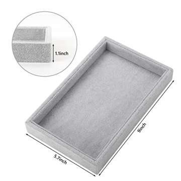 Valyria Velvet Jewelry Tray, Stackable Showcase Display Organizer for Ring Earring Necklace Pendants...