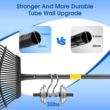 65 Inch Rake for Leaves, Rakes for Lawns Heavy Duty Hoe Lawns Leaf Lawn Leveling Rake Yard Tools for Picking up Leaves, Grass Clippings, Garbage with 25 Metal Tines Ergonomics Adjustable Handle