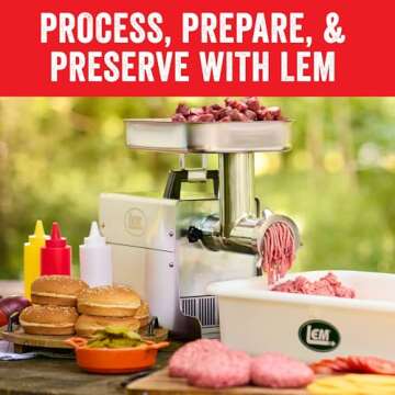LEM Products BigBite #12 Meat Grinder, 0.75 HP Stainless Steel Electric Meat Grinder Machine, Ideal for Frequent Use