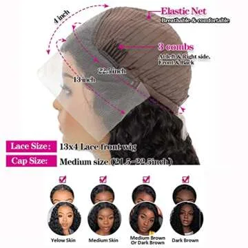Armodeo 13x4 Deep Wave Lace Front Wigs Pre-Plucked 150% Density Curly HD Lace Frontal Wig Lace Front Human Hair Wigs For Black Women With Baby Hair